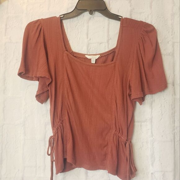 LUCKY BRAND Rust Square Neckline Top Medium - Picture 1 of 6